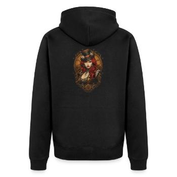 Steam Punk Schöne Frauen Steampunk - Unisex Premium Bio Zip Hoodie - Schwarz - Hinten - Nico (187cm)
