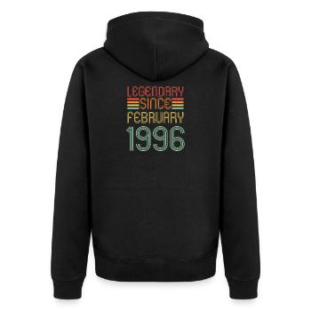 Légendaire depuis février 1996, Rétro, anniversaire - Veste à capuche bio Premium Unisexe - noir - Dos - Nico (187cm)