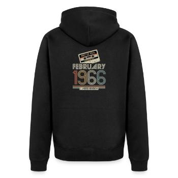 Best of February 1966 Kassette | Limited Edition - Unisex Premium Bio Zip Hoodie - Schwarz - Hinten - Nico (187cm)
