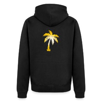 Palme Symbol Vintage - Unisex Premium Bio Zip Hoodie - Schwarz - Hinten - Nico (187cm)