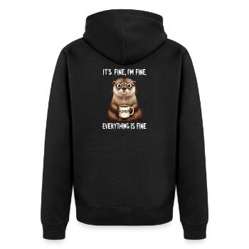 Its Fine Im Fine Coffee Otter Humor - Unisex Premium Organic Zip Hoodie - black - Back - Nico (187cm)