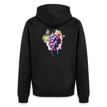 Grapes Watercolor - Unisex Premium Organic Zip Hoodie - black - Back - Nico (187cm)