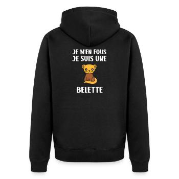 Belette Attitude Je M'en Fous - Veste à capuche bio Premium Unisexe - noir - Dos - Nico (187cm)