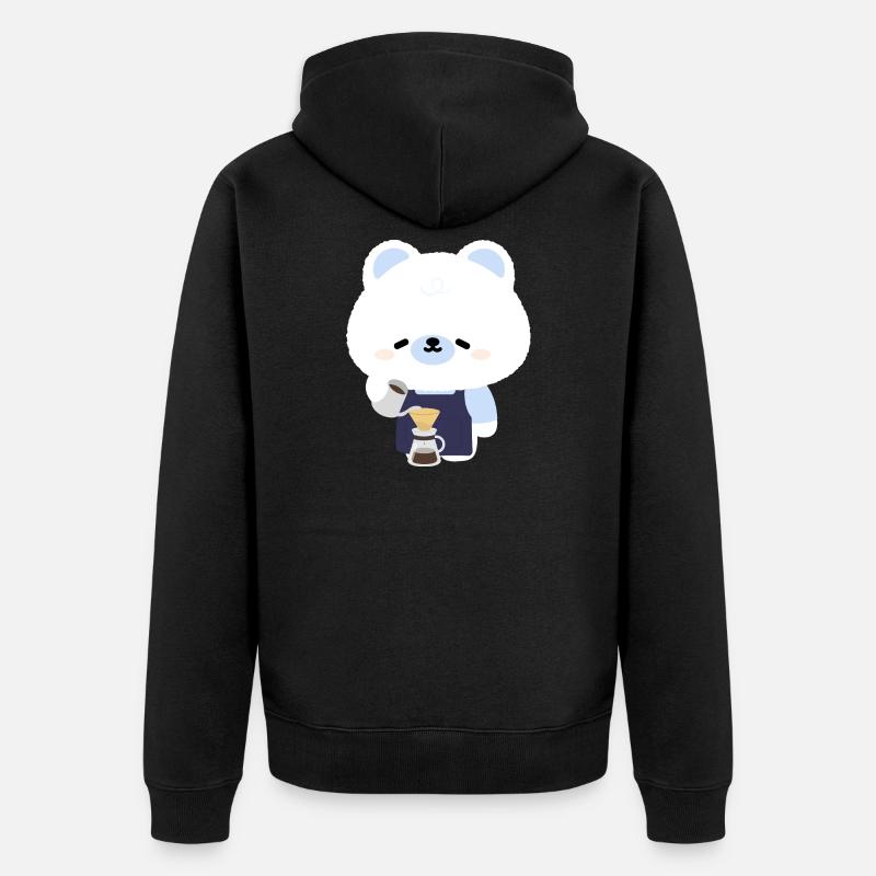 Barista Polar Bear Douillet - Veste à capuche bio Premium Unisexe - noir