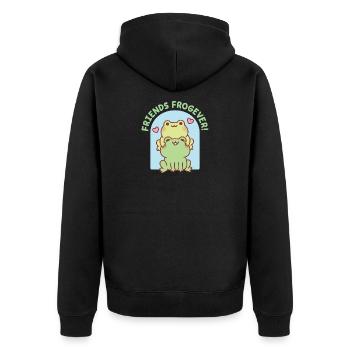 Grenouilles mignonnes empilées ensemble Amis Frogever - Veste à capuche bio Premium Unisexe - noir - Dos - Nico (187cm)
