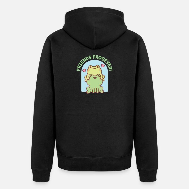 Grenouilles mignonnes empilées ensemble Amis Frogever - Veste à capuche bio Premium Unisexe - noir
