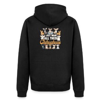 Chihuahua Chihuahueño I Just Want - Unisex Premium Bio Zip Hoodie - Schwarz - Hinten - Nico (187cm)