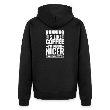 Marathon Runner Running Is Like Coffee Running - Unisex Premium Organic Zip Hoodie - black - Back - Nico (187cm)