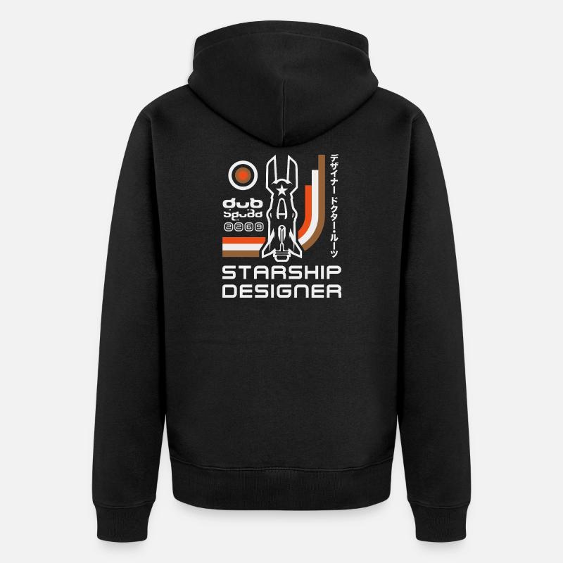 Designer des Retro-Raketenraumschiffs - Unisex Premium Bio Zip Hoodie - Schwarz