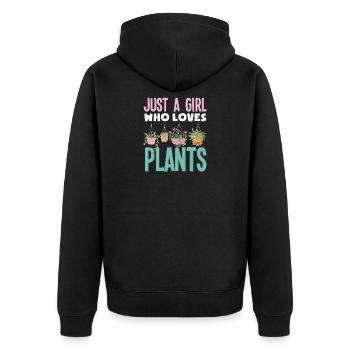 Juste une fille qui adore les plantes, jardiner les succulentes - Veste à capuche bio Premium Unisexe - noir - Dos - Nico (187cm)