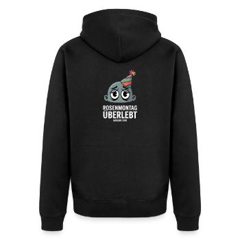 Le Lundi gras survit au carnaval de la gueule de bois édition 2026 - Veste à capuche bio Premium Unisexe - noir - Dos - Nico (187cm)