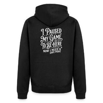 J’ai mis ma partie en pause – Point de sauvegarde - Veste à capuche bio Premium Unisexe - noir - Dos - Nico (187cm)