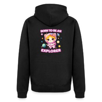 Born to Be an explorer Kitten Astronaut Female - Unisex Premium Organic Zip Hoodie - black - Back - Nico (187cm)
