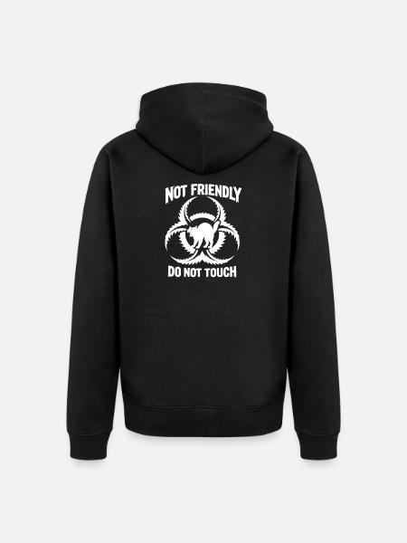 Not friendly Don't touch cat - Unisex Premium Organic Zip Hoodie - black