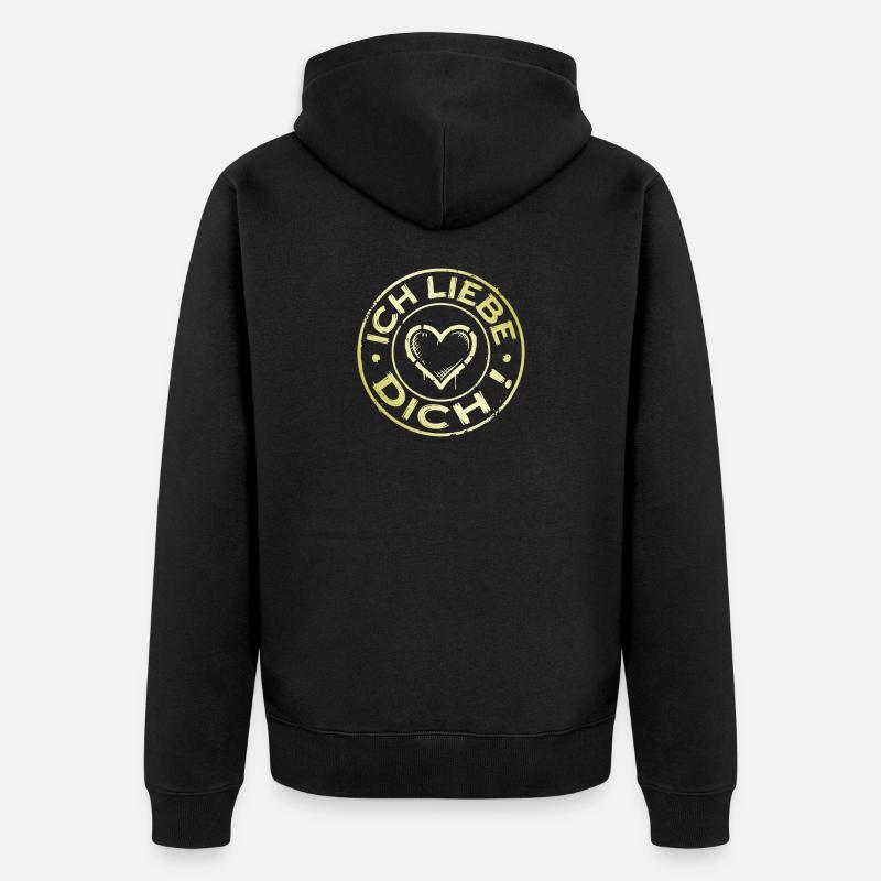 Je t’aime, mon cœur - Veste à capuche bio Premium Unisexe - noir