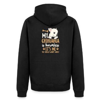 Chihuahua Chihuahueño My Chihuahua - Unisex Premium Bio Zip Hoodie - Schwarz - Hinten - Nico (187cm)
