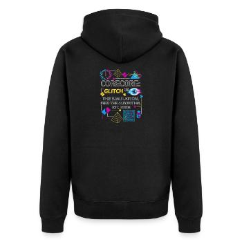 Corecore Glitch Simulation Algorithm Collage - Unisex Premium Organic Zip Hoodie - black - Back - Nico (187cm)