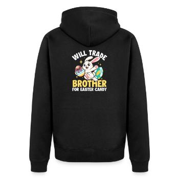 Échanger le frère bonbon de Pâques Funny Bunny - Veste à capuche bio Premium Unisexe - noir - Dos - Nico (187cm)