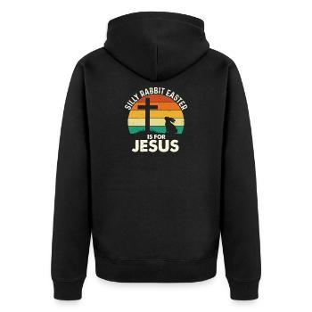 Dummes Kaninchen-Ostern ist für Jesus Faith Bunny - Unisex Premium Bio Zip Hoodie - Schwarz - Hinten - Nico (187cm)