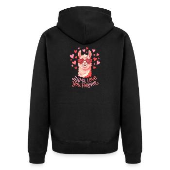  Llama Love You Forever Cute Alpaca Animal - Unisex Premium Organic Zip Hoodie - black - Back - Nico (187cm)