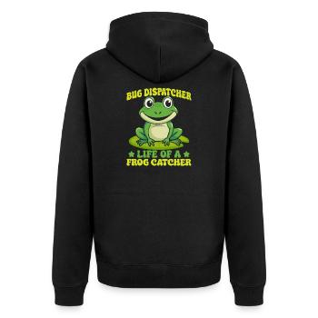 Frog Catcher Bug Dispatcher Life Of A Catcher Frog - Unisex Premium Bio Zip Hoodie - Schwarz - Hinten - Nico (187cm)