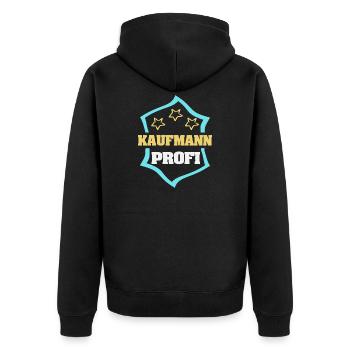 Arbeit Kaufmann - Unisex Premium Bio Zip Hoodie - Schwarz - Hinten - Nico (187cm)