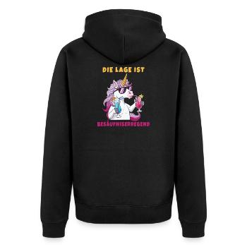 Le lieu est l’ivresse – Licorne drôle - Veste à capuche bio Premium Unisexe - noir - Dos - Nico (187cm)