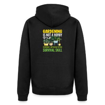 Pflanzenliebhaber Lustig Gartenarbeit Hobby - Unisex Premium Bio Zip Hoodie - Schwarz - Hinten - Nico (187cm)
