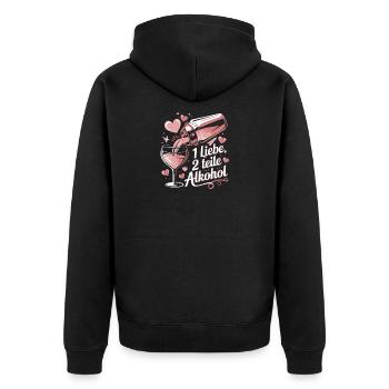  1 Liebe 2 Teile Alkohol Cocktail Spruch Für Party - Unisex Premium Bio Zip Hoodie - Schwarz - Hinten - Nico (187cm)