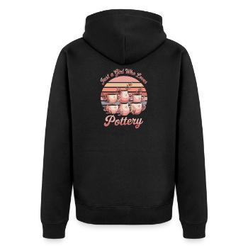 Just a Girl Who Loves Pottery - Unisex Premium Bio Zip Hoodie - Schwarz - Hinten - Nico (187cm)