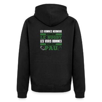 Supporter Rugby Pau Humour - Veste à capuche bio Premium Unisexe - noir - Dos - Nico (187cm)
