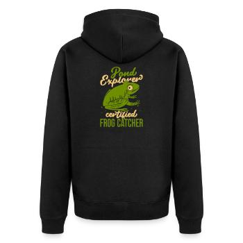 Frog Catcher Pond Explorer Certified Frog - Unisex Premium Organic Zip Hoodie - black - Back - Nico (187cm)