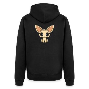 Fennek - Unisex Premium Bio Zip Hoodie - Schwarz - Hinten - Nico (187cm)