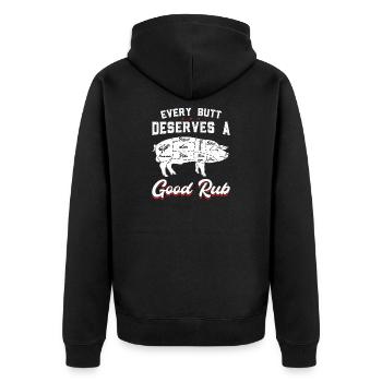 Every Butt Deserves a Good Rub - Unisex Premium Organic Zip Hoodie - black - Back - Nico (187cm)