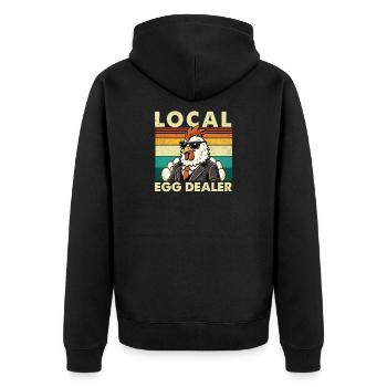 Marché local d’œufs, Éleveur de Pâques amusant - Veste à capuche bio Premium Unisexe - noir - Dos - Nico (187cm)