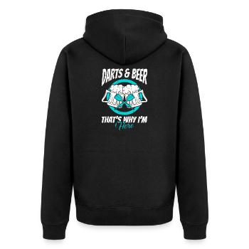 Fléchettes & Bière – C’est pour ça que je suis là - Veste à capuche bio Premium Unisexe - noir - Dos - Nico (187cm)
