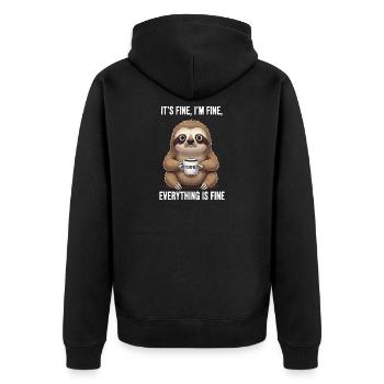 It's okay, I'm fine coffee sloth humor - Unisex Premium Organic Zip Hoodie - black - Back - Nico (187cm)