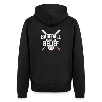 Christlicher Baseballspieler Bibelglaube Jesus Christus - Unisex Premium Bio Zip Hoodie - Schwarz - Hinten - Nico (187cm)