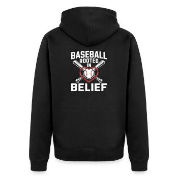 Christlicher Baseballspieler Bibelglaube Jesus Christus - Unisex Premium Bio Zip Hoodie - Schwarz - Hinten - Nico (187cm)