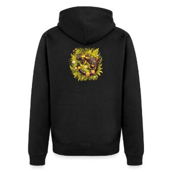 Feuersalamander Salamander - Unisex Premium Bio Zip Hoodie - Schwarz - Hinten - Nico (187cm)