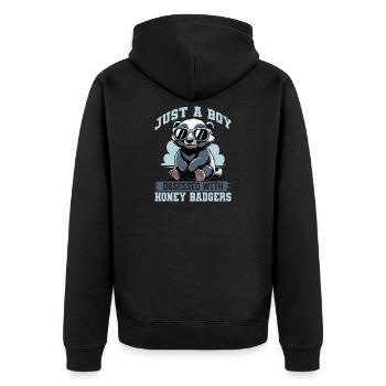 Funny Honey Badger - Unisex Premium Bio Zip Hoodie - Schwarz - Hinten - Nico (187cm)