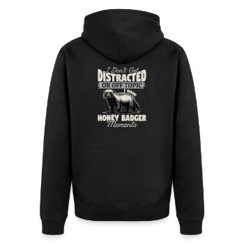 Funny Honey Badger - Unisex Premium Bio Zip Hoodie - Schwarz - Hinten - Nico (187cm)