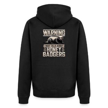 Funny Honey Badger - Unisex Premium Bio Zip Hoodie - Schwarz - Hinten - Nico (187cm)