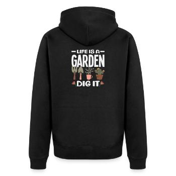 Jardinage amateur de plantes de jardin - Veste à capuche bio Premium Unisexe - noir - Dos - Nico (187cm)