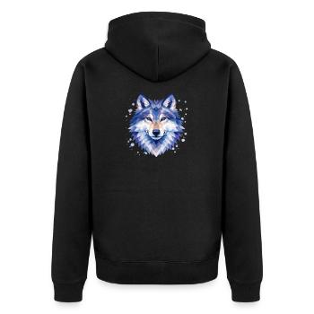 Conception géométrique du loup | Estampe d’art animalier - Veste à capuche bio Premium Unisexe - noir - Dos - Nico (187cm)