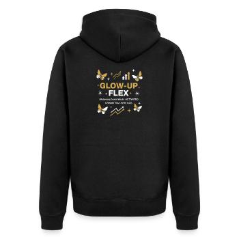 Glow-Up Flex Metamorphosis Mode Personal Growth - Unisex Premium Organic Zip Hoodie - black - Back - Nico (187cm)