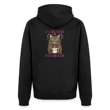 Its Fine Im Fine Coffee Cat Humor - Unisex Premium Organic Zip Hoodie - black - Back - Nico (187cm)