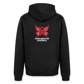 Aneurysma Gehirn - Unisex Premium Bio Zip Hoodie - Schwarz - Hinten - Nico (187cm)