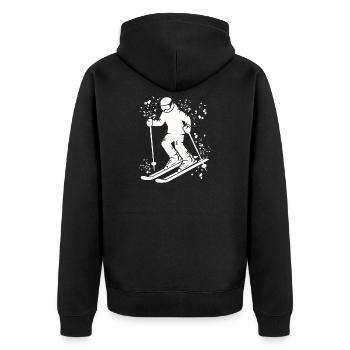 Alpin Ski Wintersport Nordischer Skilauf - Unisex Premium Bio Zip Hoodie - Schwarz - Hinten - Nico (187cm)