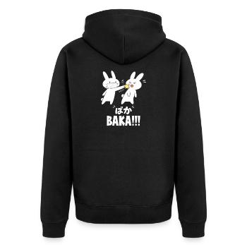 Baka Rabbit Slap Anime Lustiges Japanisches Otaku - Unisex Premium Bio Zip Hoodie - Schwarz - Hinten - Nico (187cm)